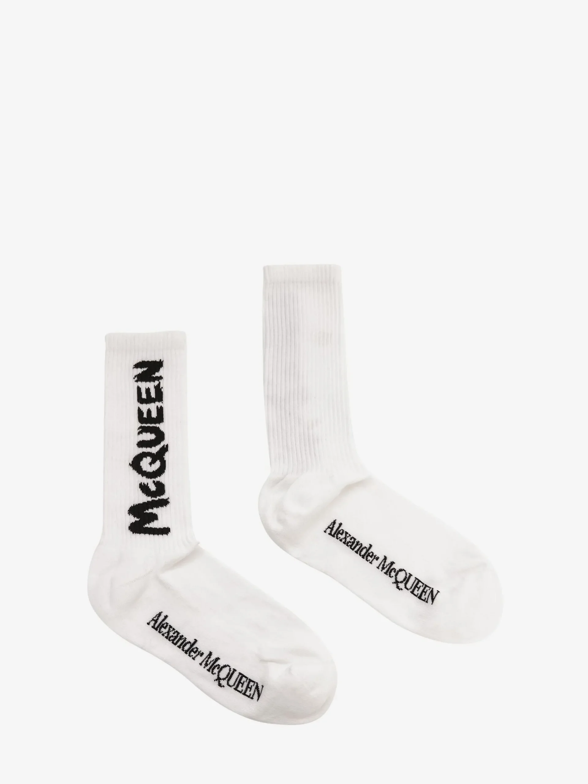 Shop Alexander McQueen Men's McQueen Graffiti Socks in White/Black