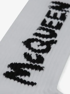 Shop Alexander McQueen Men's McQueen Graffiti Socks in White/Black