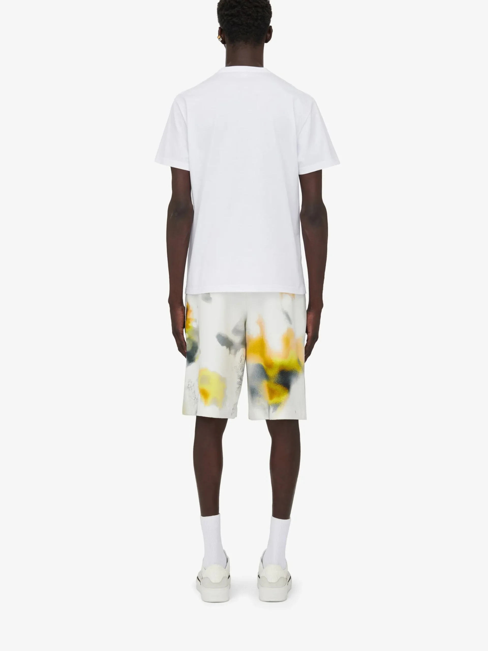 Best Sale Alexander McQueen Men's McQueen Graffiti T-shirt in White/Yellow