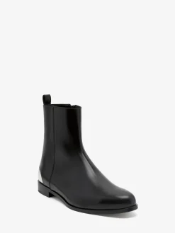 Discount Alexander McQueen Men's Metal Heel Boot in Black/Silver