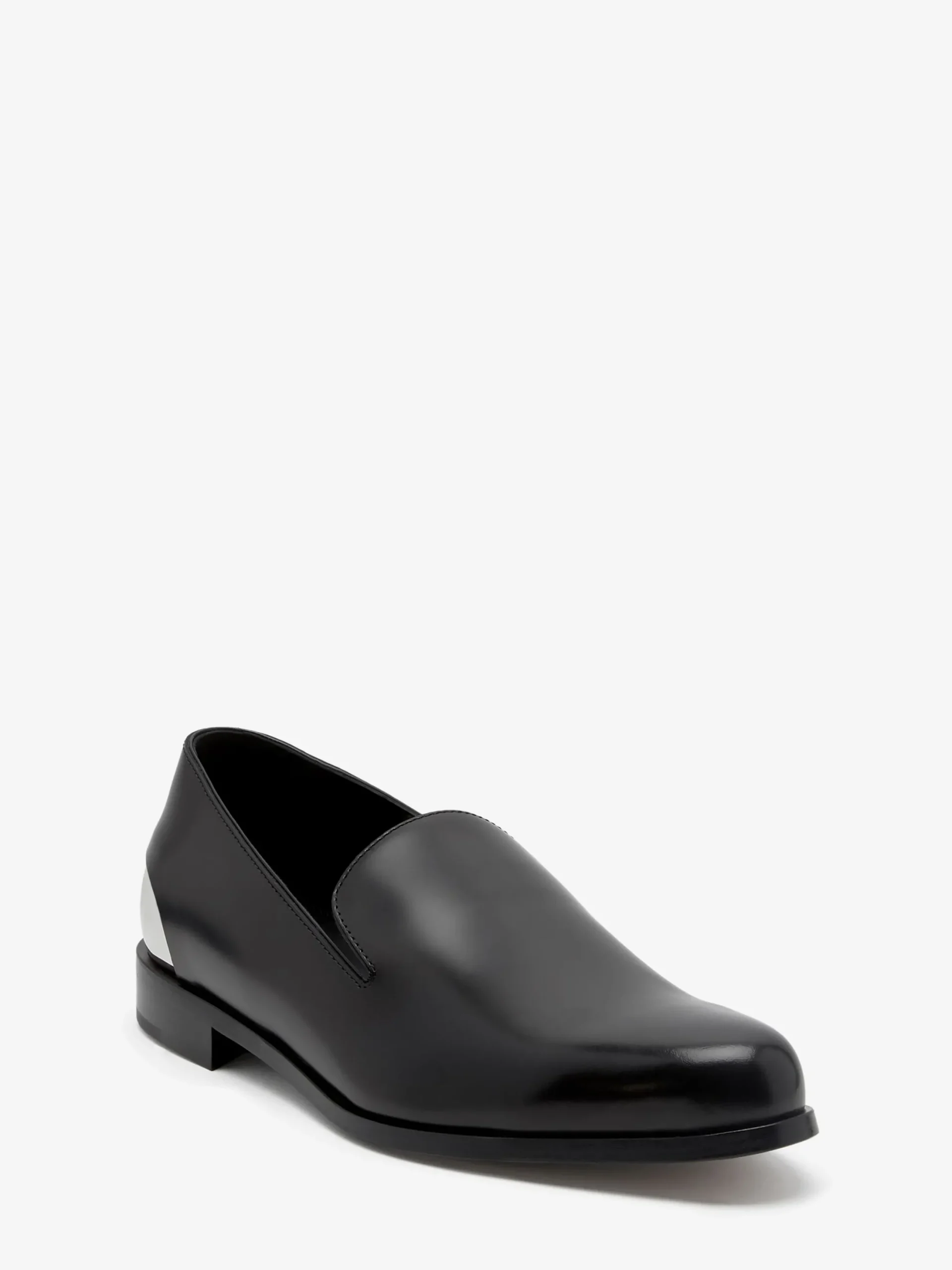 New Alexander McQueen Men's Metal Heel Slipper in Black/Silver