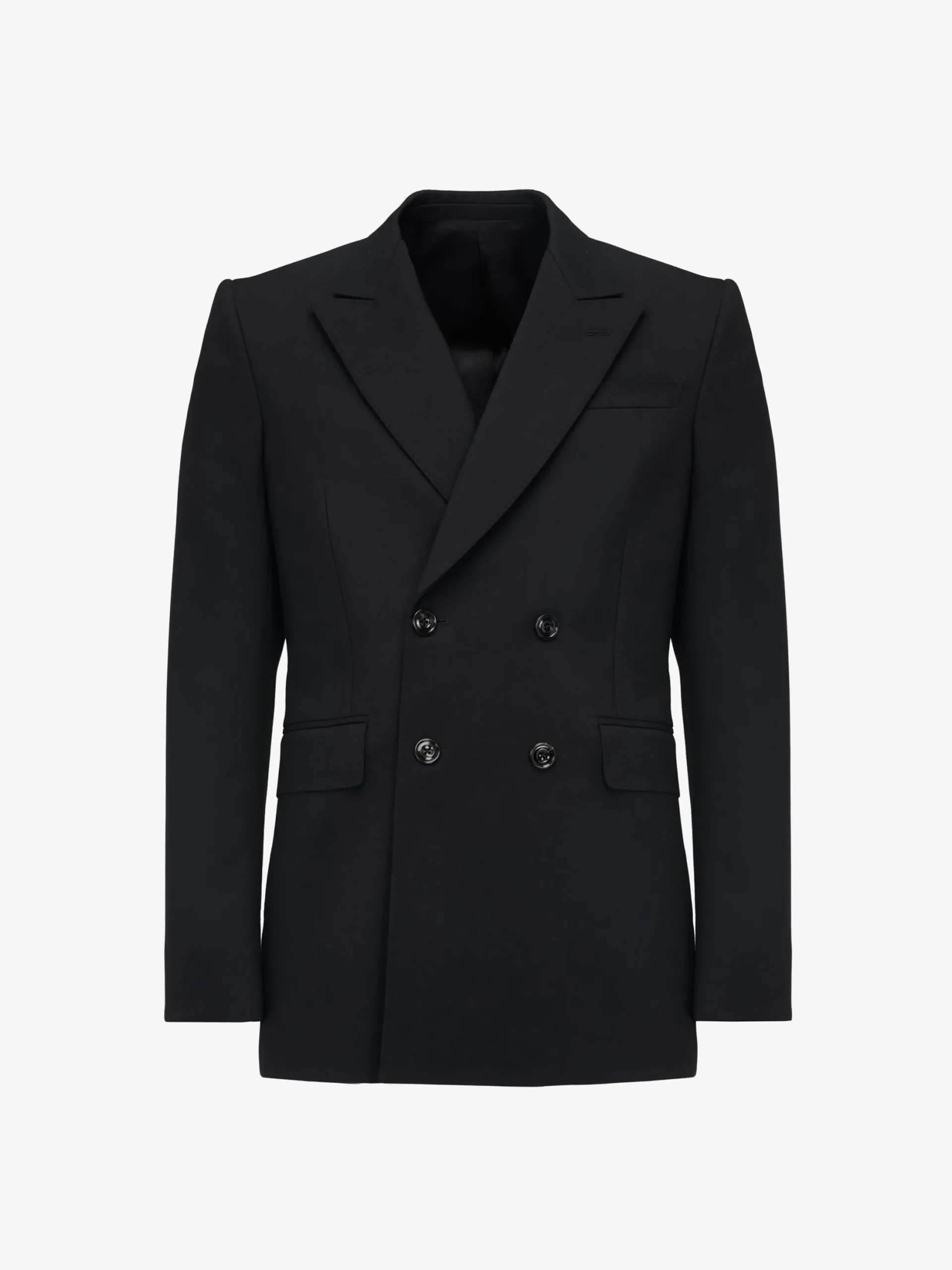 Discount Alexander McQueen Men's Neat Shoulder Double-breasted Jacket in Black