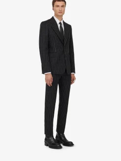 Best Sale Alexander McQueen Men's Neat Shoulder Single-breasted Jacket in Black/White
