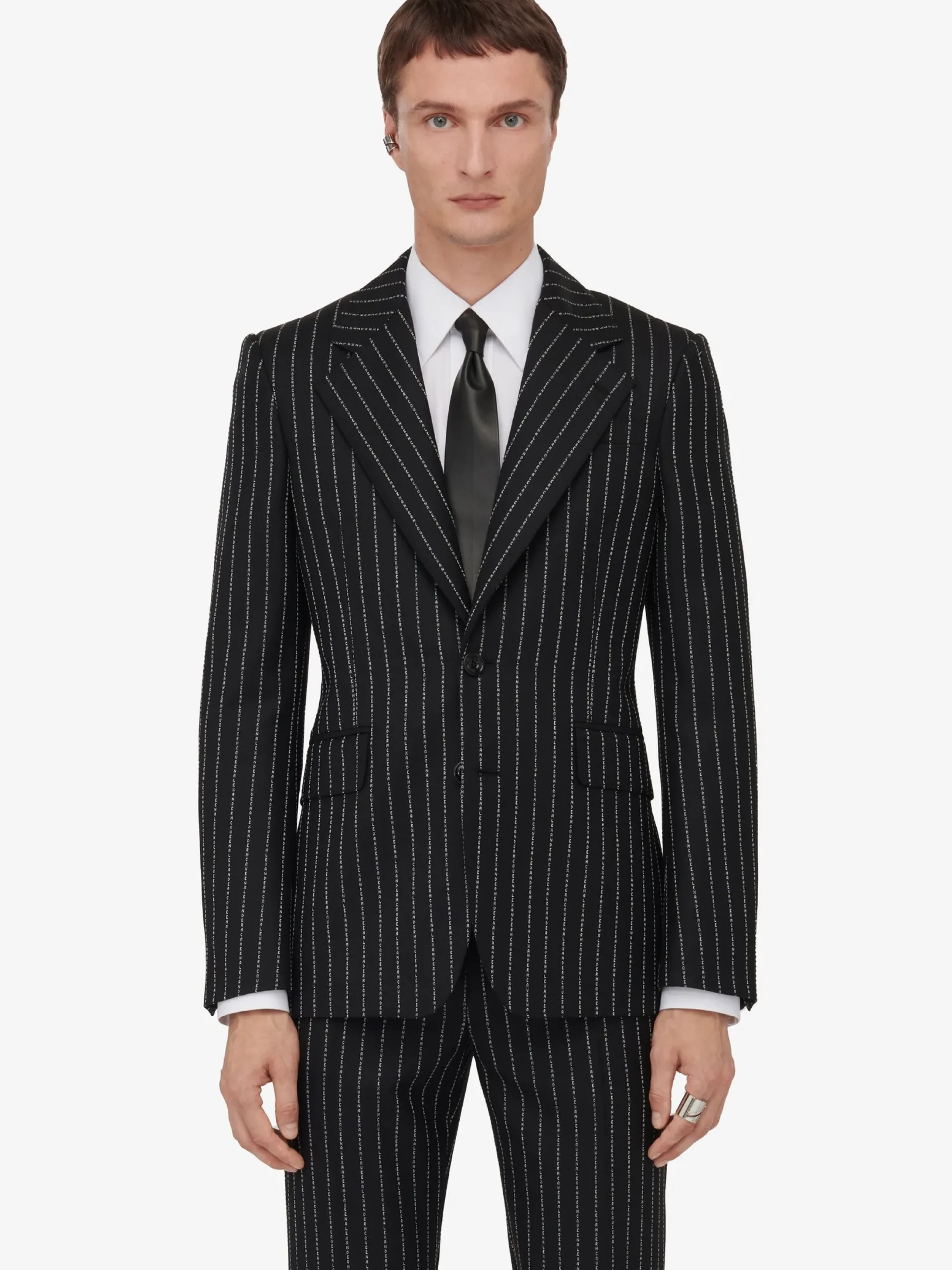 Best Sale Alexander McQueen Men's Neat Shoulder Single-breasted Jacket in Black/White