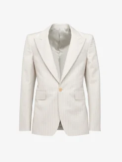 Cheap Alexander McQueen Men's Neat Shoulder Single-breasted Jacket in Ice Grey