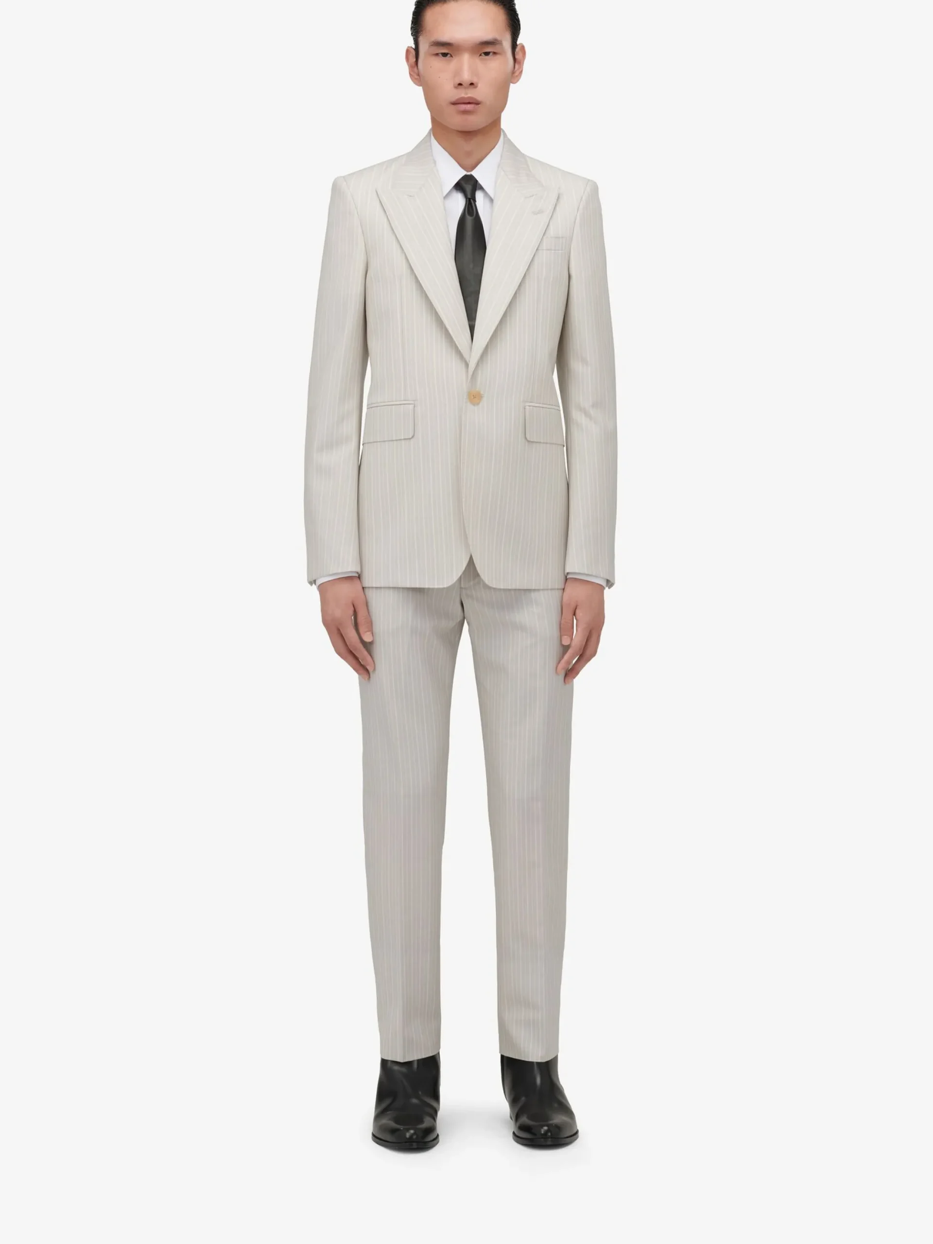 Cheap Alexander McQueen Men's Neat Shoulder Single-breasted Jacket in Ice Grey