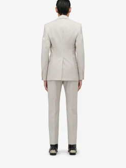 Cheap Alexander McQueen Men's Neat Shoulder Single-breasted Jacket in Ice Grey