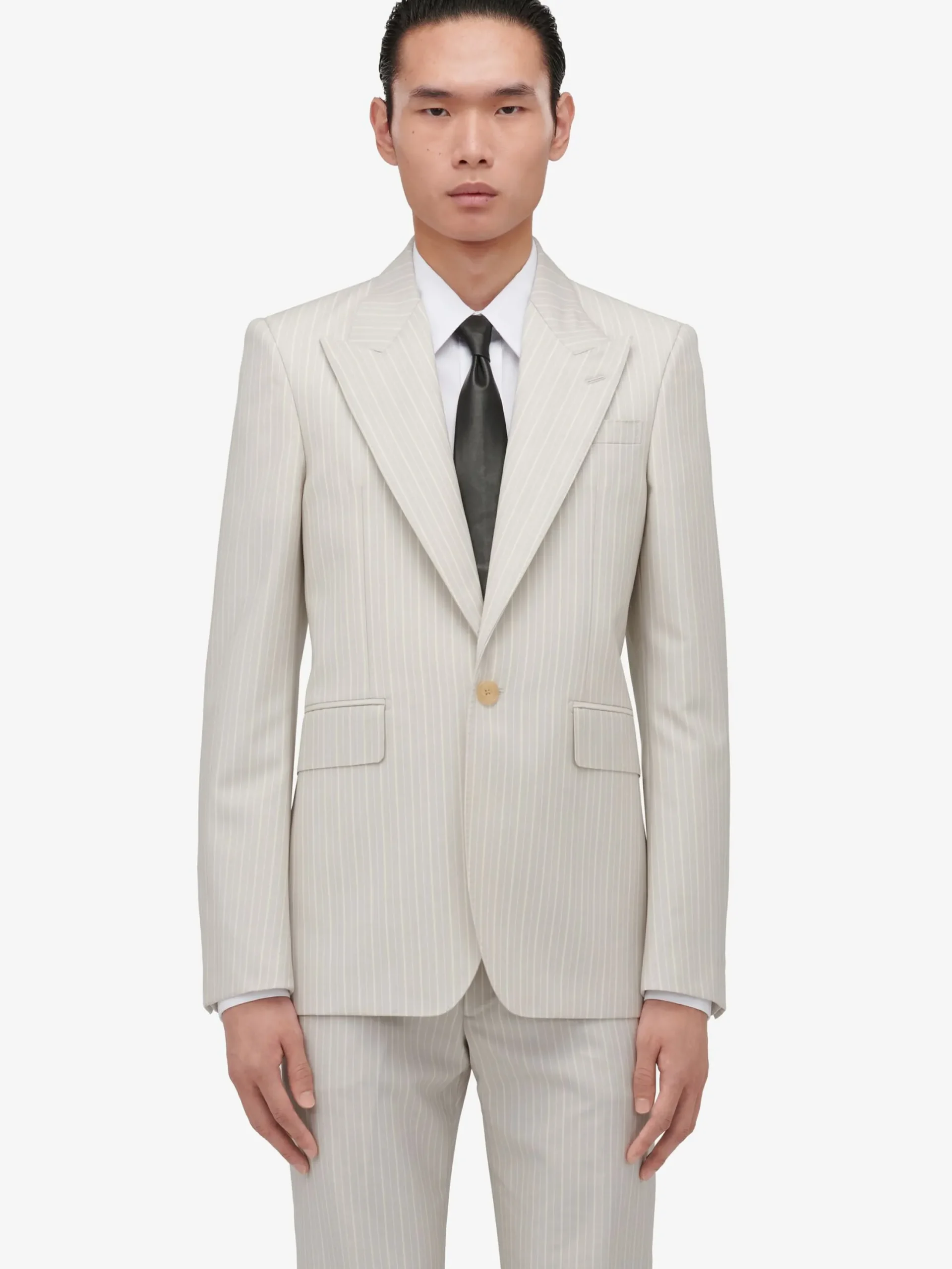 Cheap Alexander McQueen Men's Neat Shoulder Single-breasted Jacket in Ice Grey