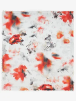 New Alexander McQueen Men's Obscured Flower Classic Skull Foulard in White/Red
