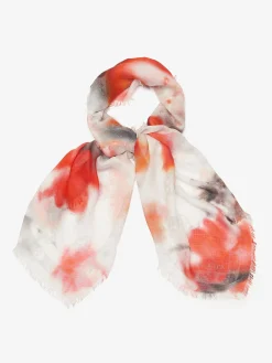 New Alexander McQueen Men's Obscured Flower Classic Skull Foulard in White/Red