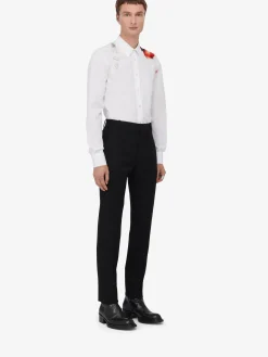 Outlet Alexander McQueen Men's Obscured Flower Harness Shirt in Optical White
