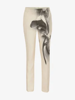 New Alexander McQueen Men's Orchid Cigarette Trousers in Putty/Black