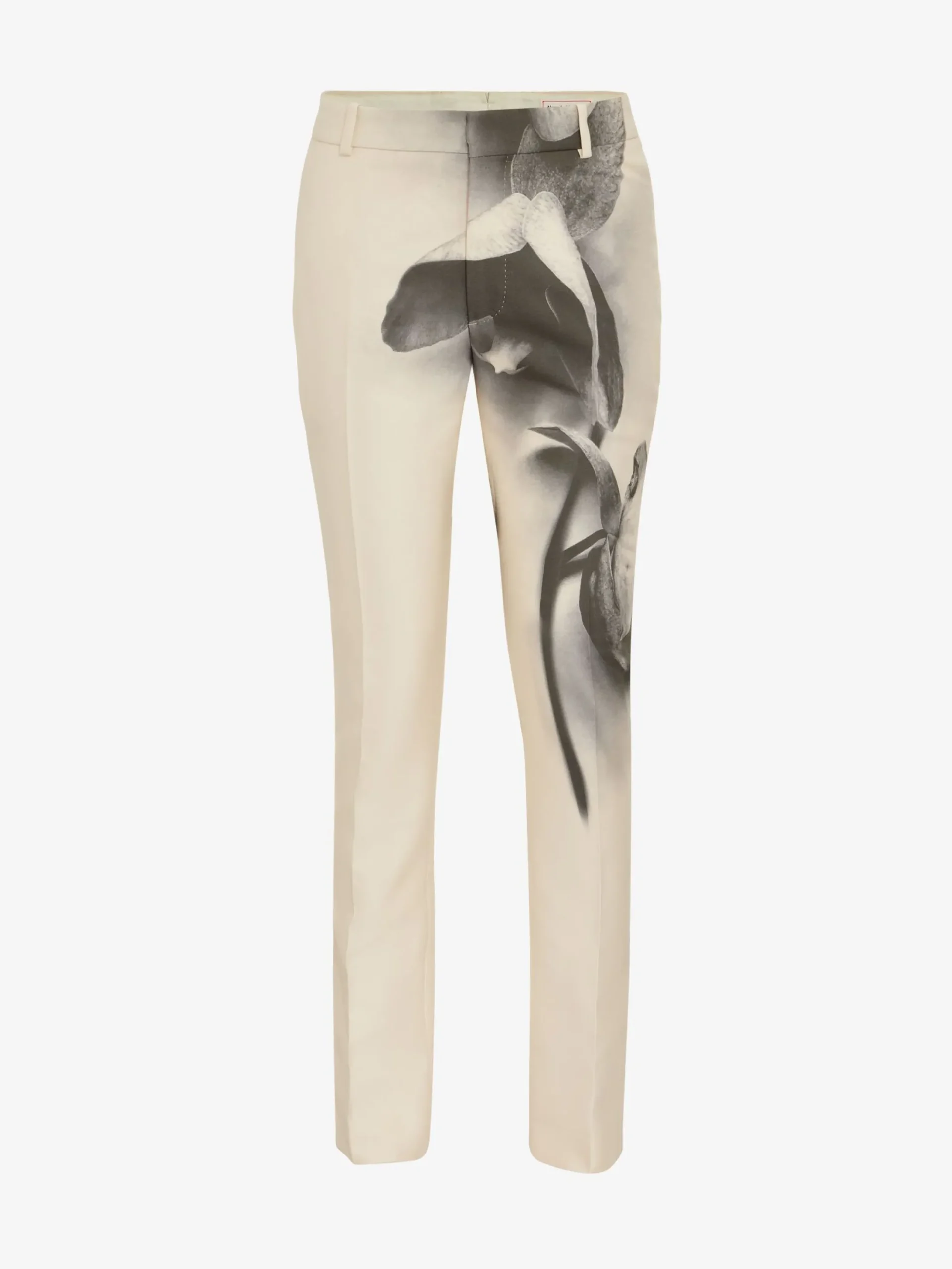 New Alexander McQueen Men's Orchid Cigarette Trousers in Putty/Black