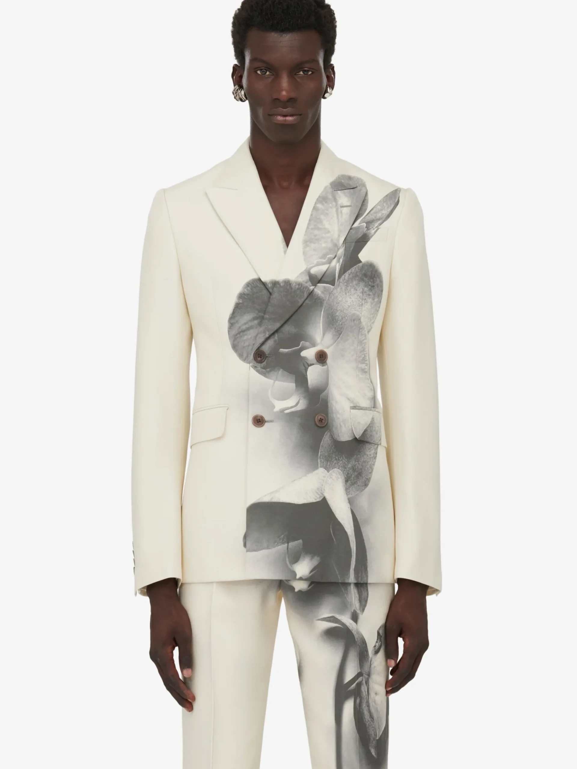 Flash Sale Alexander McQueen Men's Orchid Double-breasted Jacket in Putty/Black