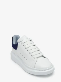 Best Sale Alexander McQueen Men's Oversized Sneaker in White/Navy/Light Blue