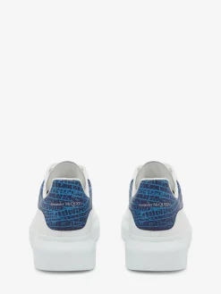 Clearance Alexander McQueen Men's Oversized Sneaker in White/Lapis Blue