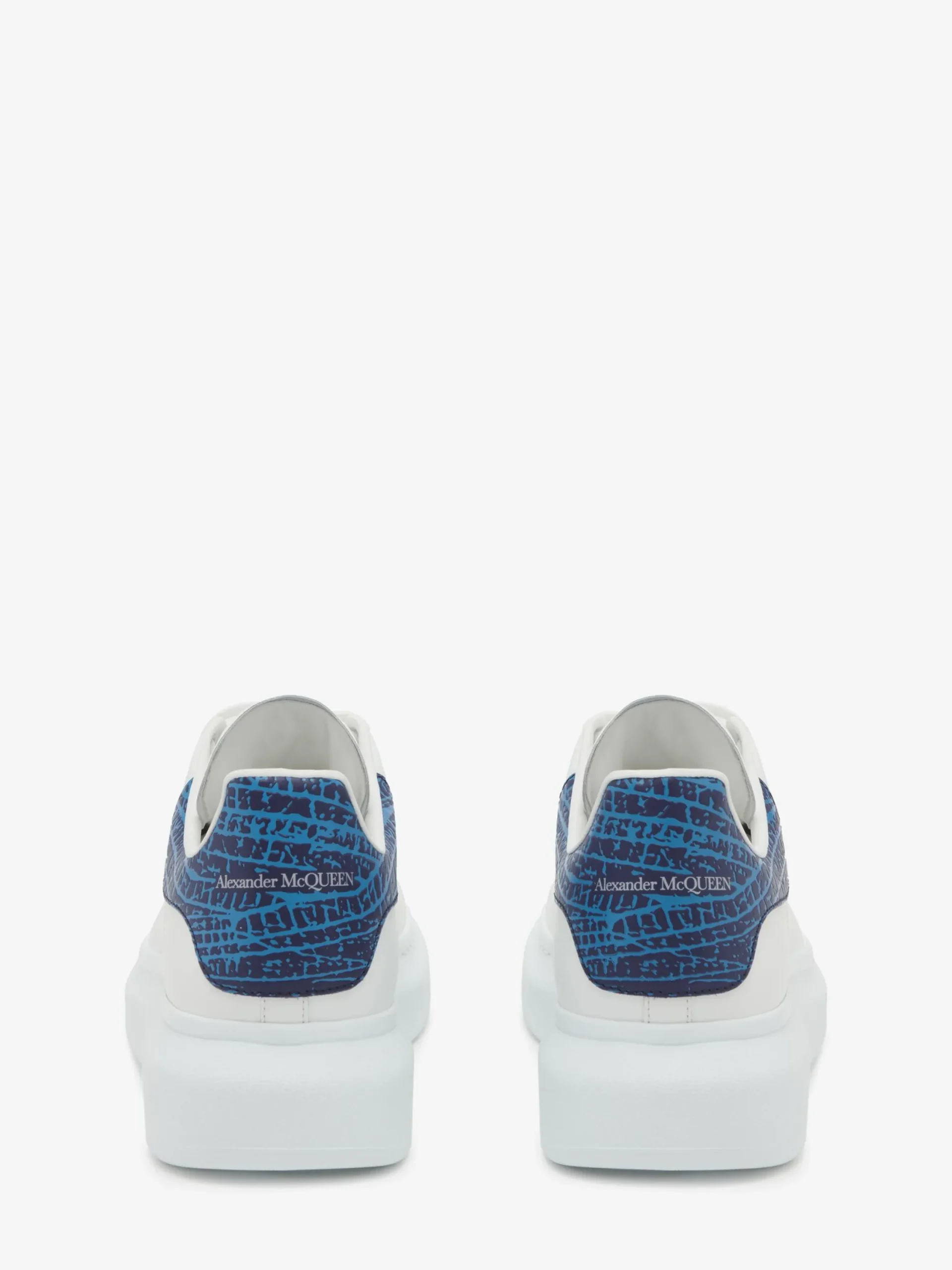 Clearance Alexander McQueen Men's Oversized Sneaker in White/Lapis Blue