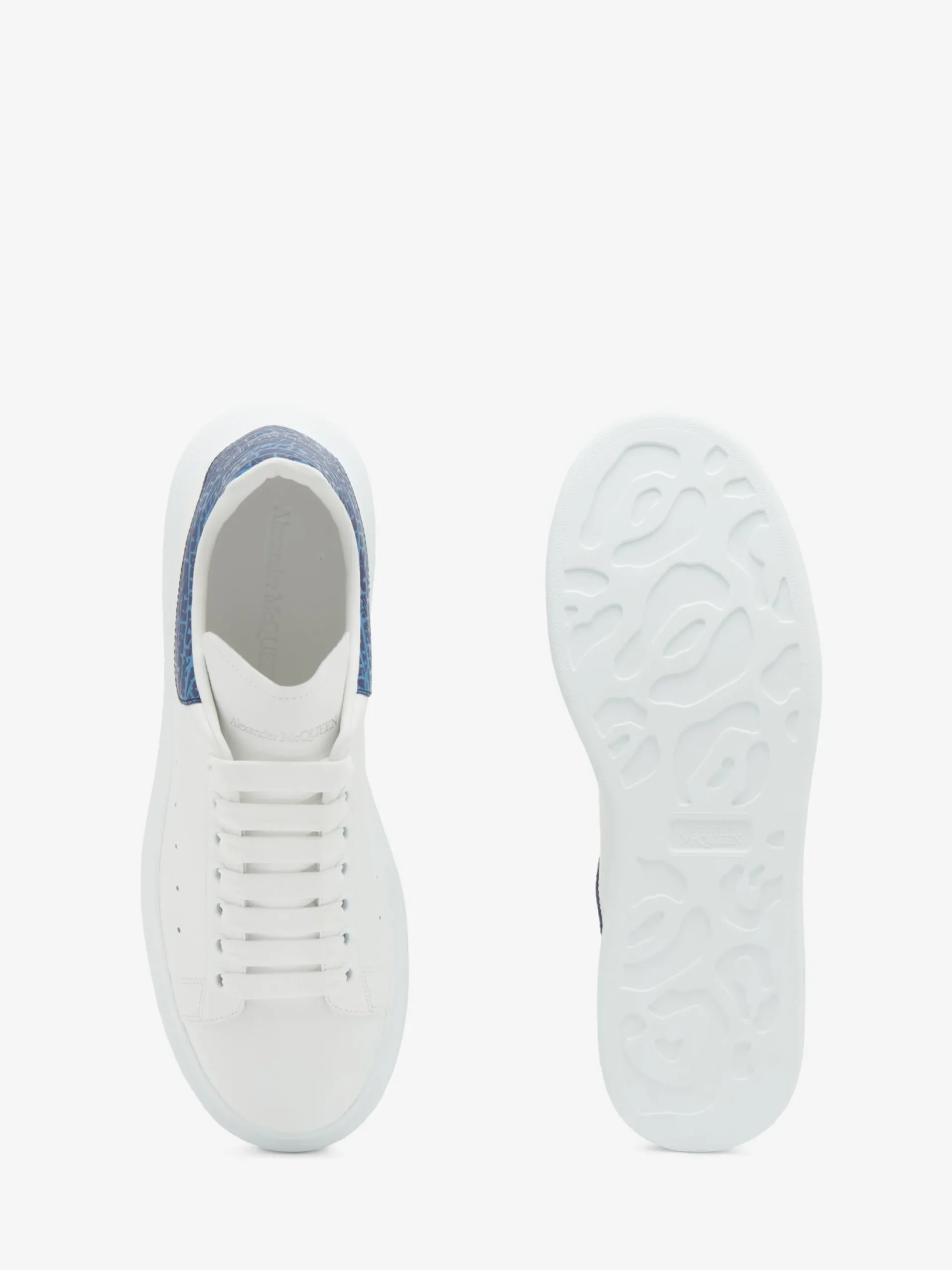 Clearance Alexander McQueen Men's Oversized Sneaker in White/Lapis Blue