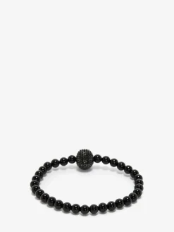 Discount Alexander McQueen Men's Pavé Skull Beaded Bracelet in Black