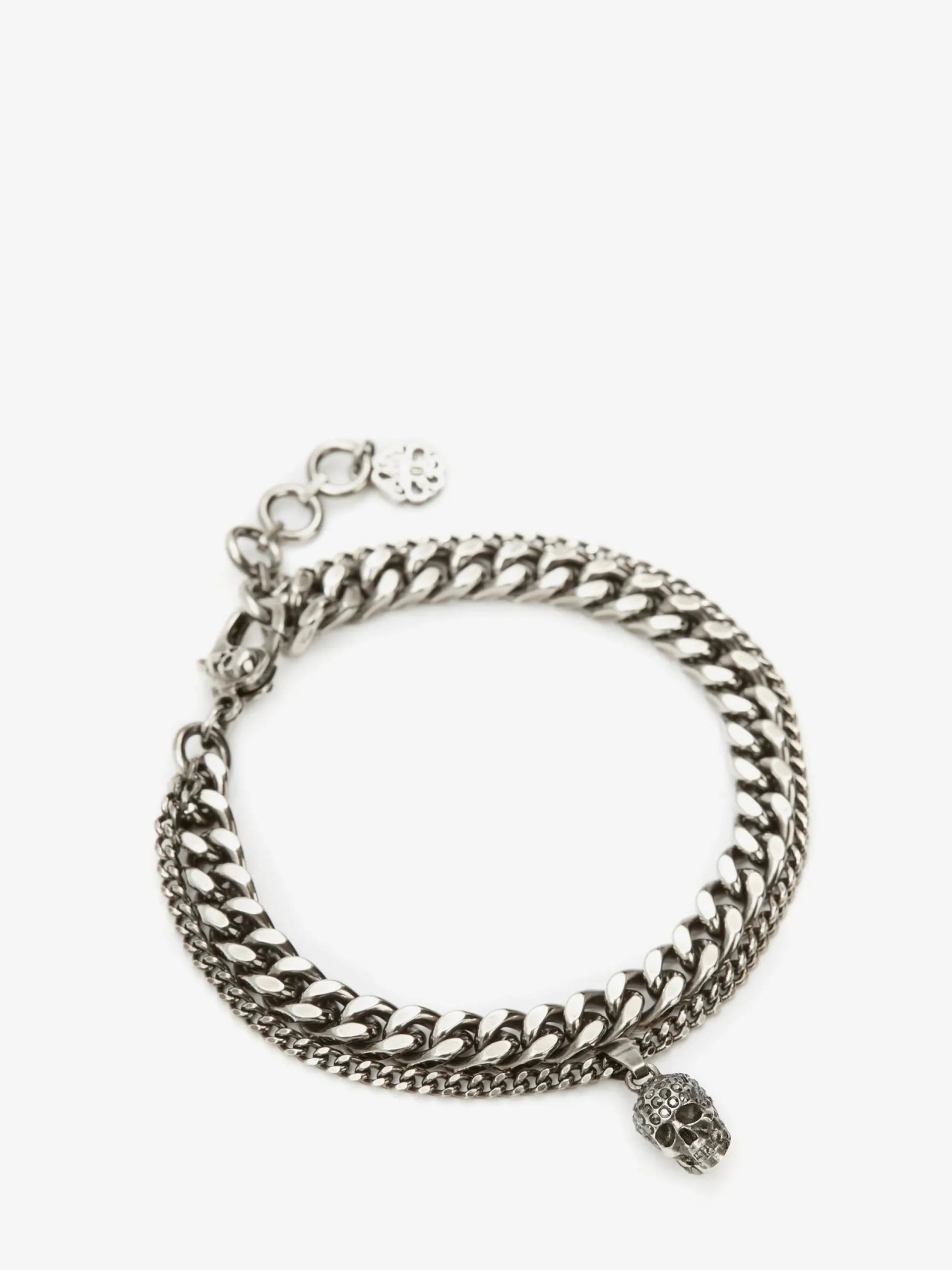 Discount Alexander McQueen Men's Pave Skull Chain Bracelet in Antique Silver