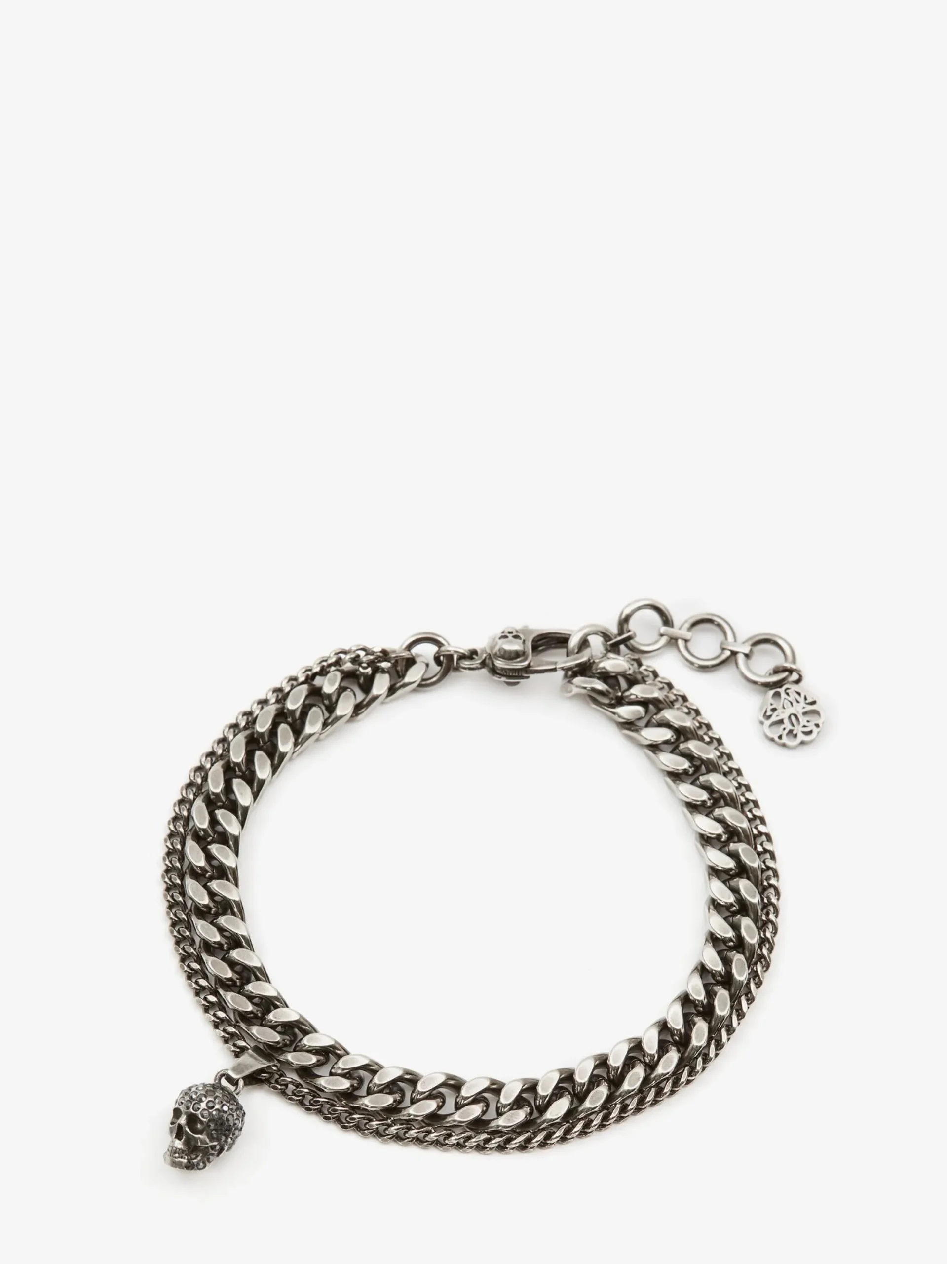Discount Alexander McQueen Men's Pave Skull Chain Bracelet in Antique Silver