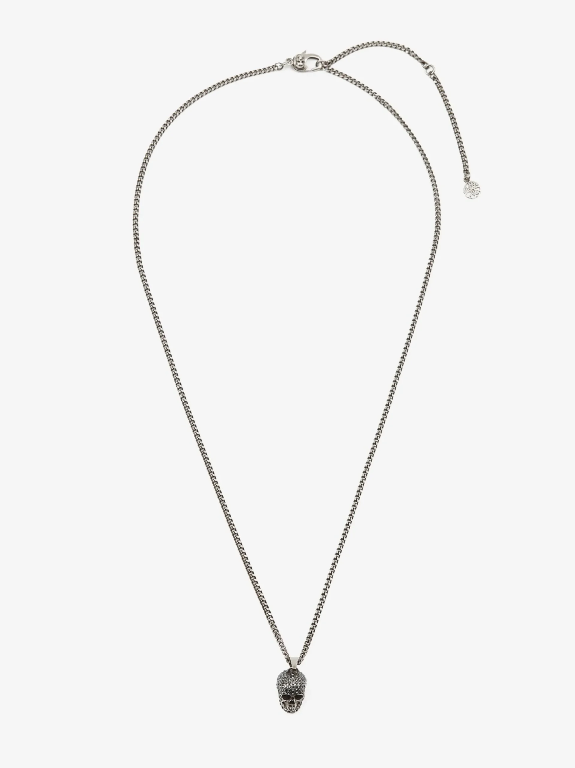 Clearance Alexander McQueen Men's Pave Skull Necklace in Antique Silver