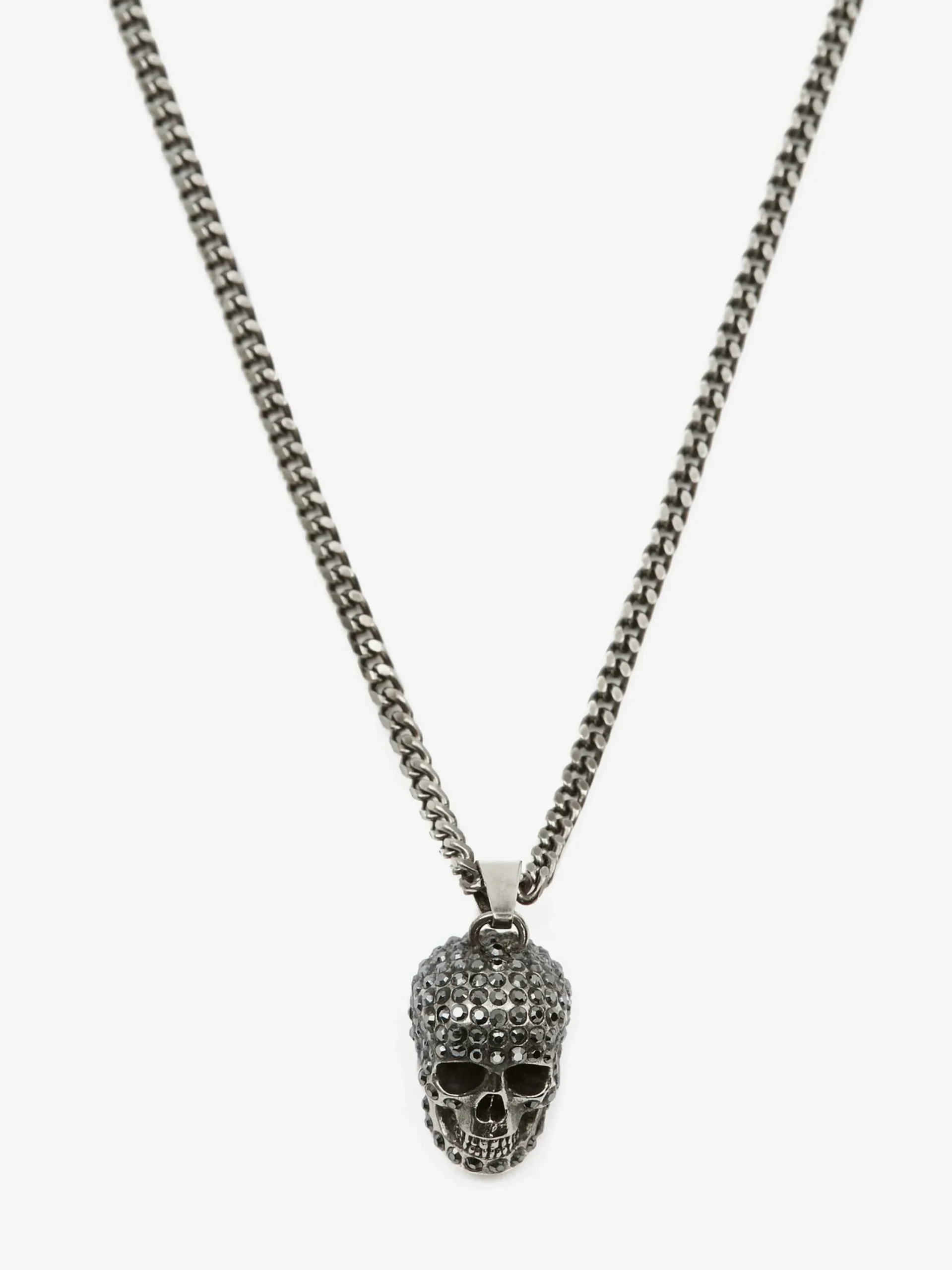 Clearance Alexander McQueen Men's Pave Skull Necklace in Antique Silver
