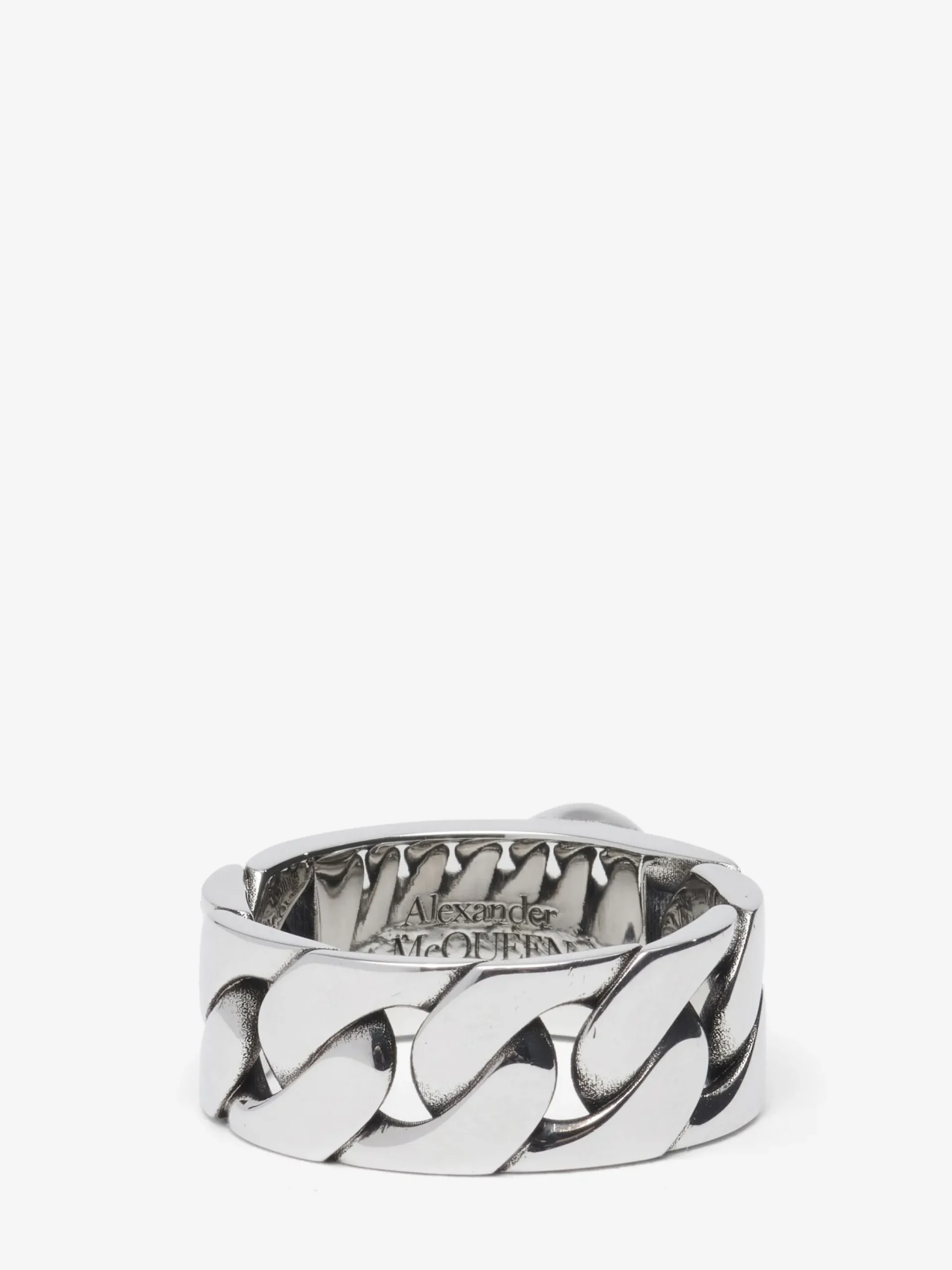 New Alexander McQueen Men's Pearl And Skull Chain Ring in Antique Silver
