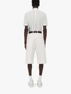 Shop Alexander McQueen Men's Pleated Baggy Shorts in Ivory