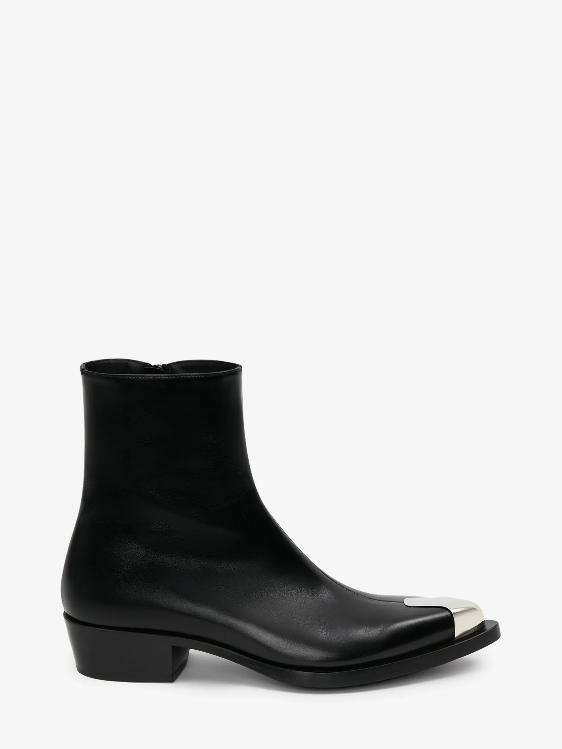 New Alexander McQueen Men's Punk Boot in Black/Silver