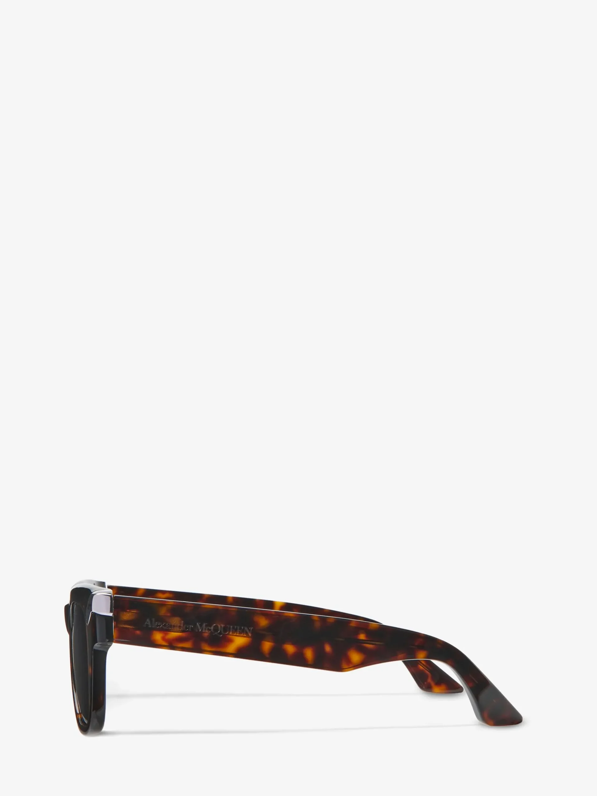 Shop Alexander McQueen Men's Punk Rivet Square Sunglasses in Havana/Brown