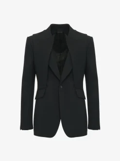Cheap Alexander McQueen Men's Reconstructed Layered Jacket in Black