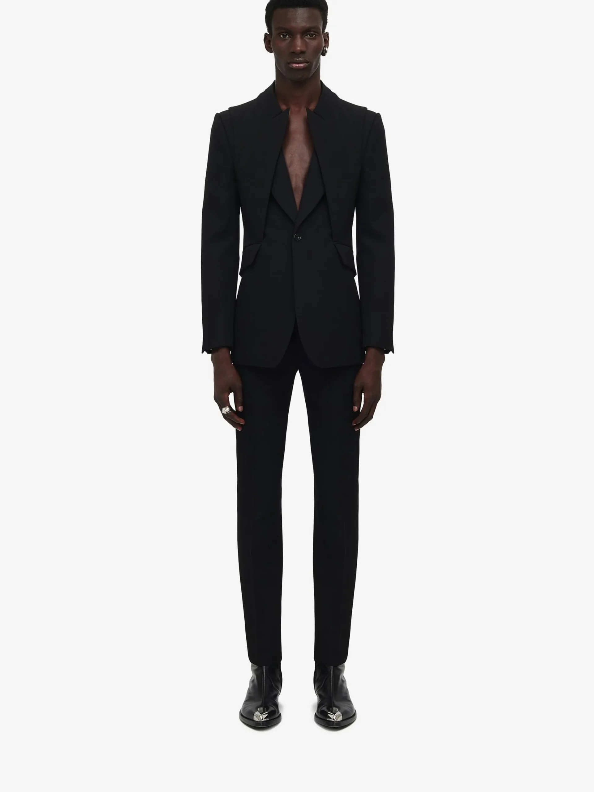 Cheap Alexander McQueen Men's Reconstructed Layered Jacket in Black