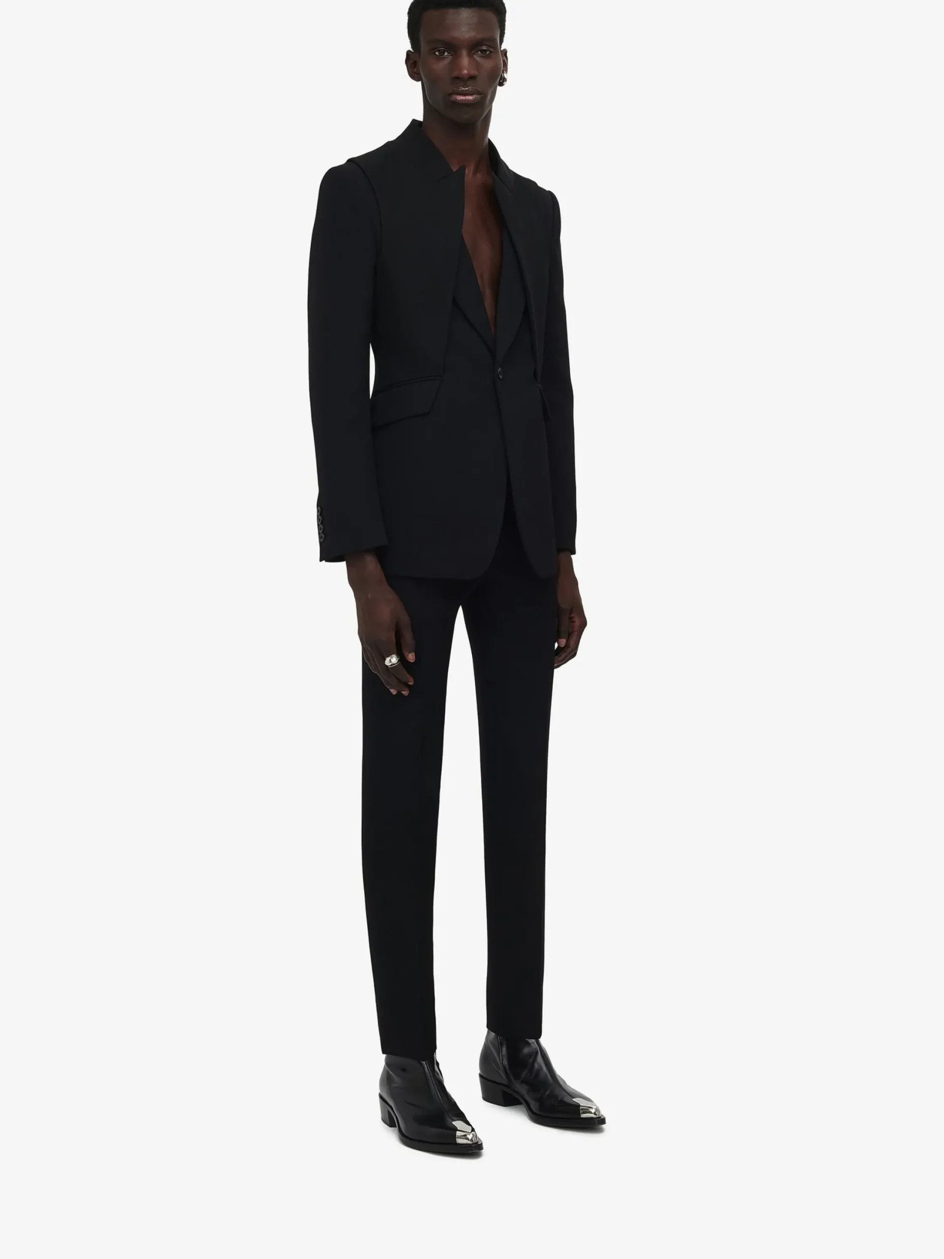 Cheap Alexander McQueen Men's Reconstructed Layered Jacket in Black
