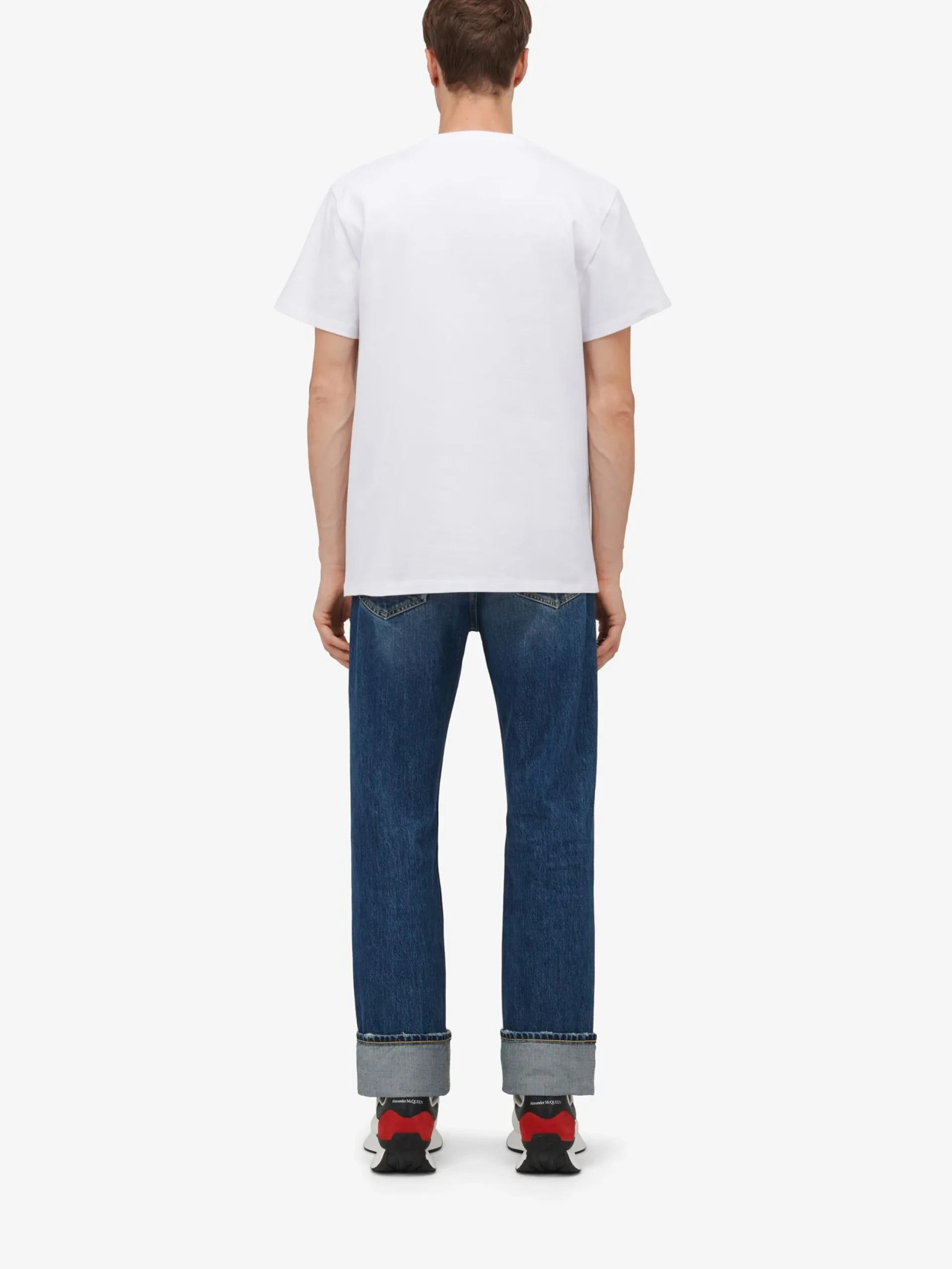 Discount Alexander McQueen Men's Reflected Logo T-shirt in White/Black
