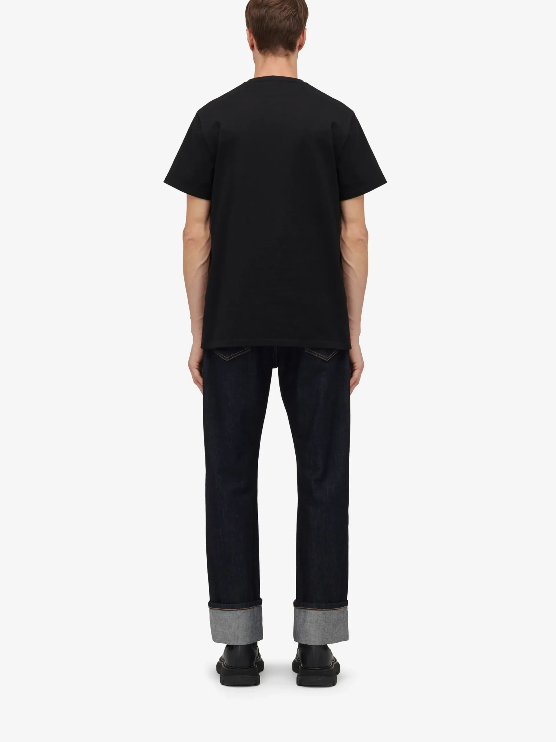 Best Alexander McQueen Men's Reflected Logo T-shirt in Black/ Gold