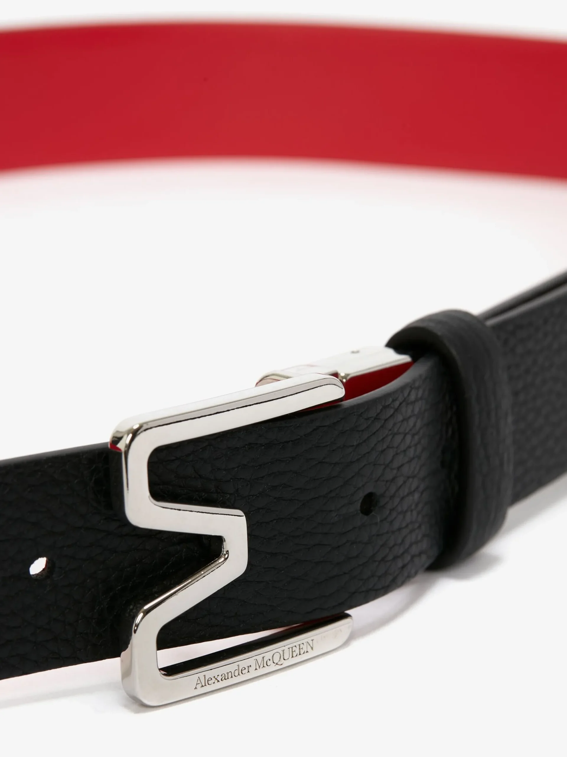 Outlet Alexander McQueen Men's Reversible M Belt in Black/Lust Red