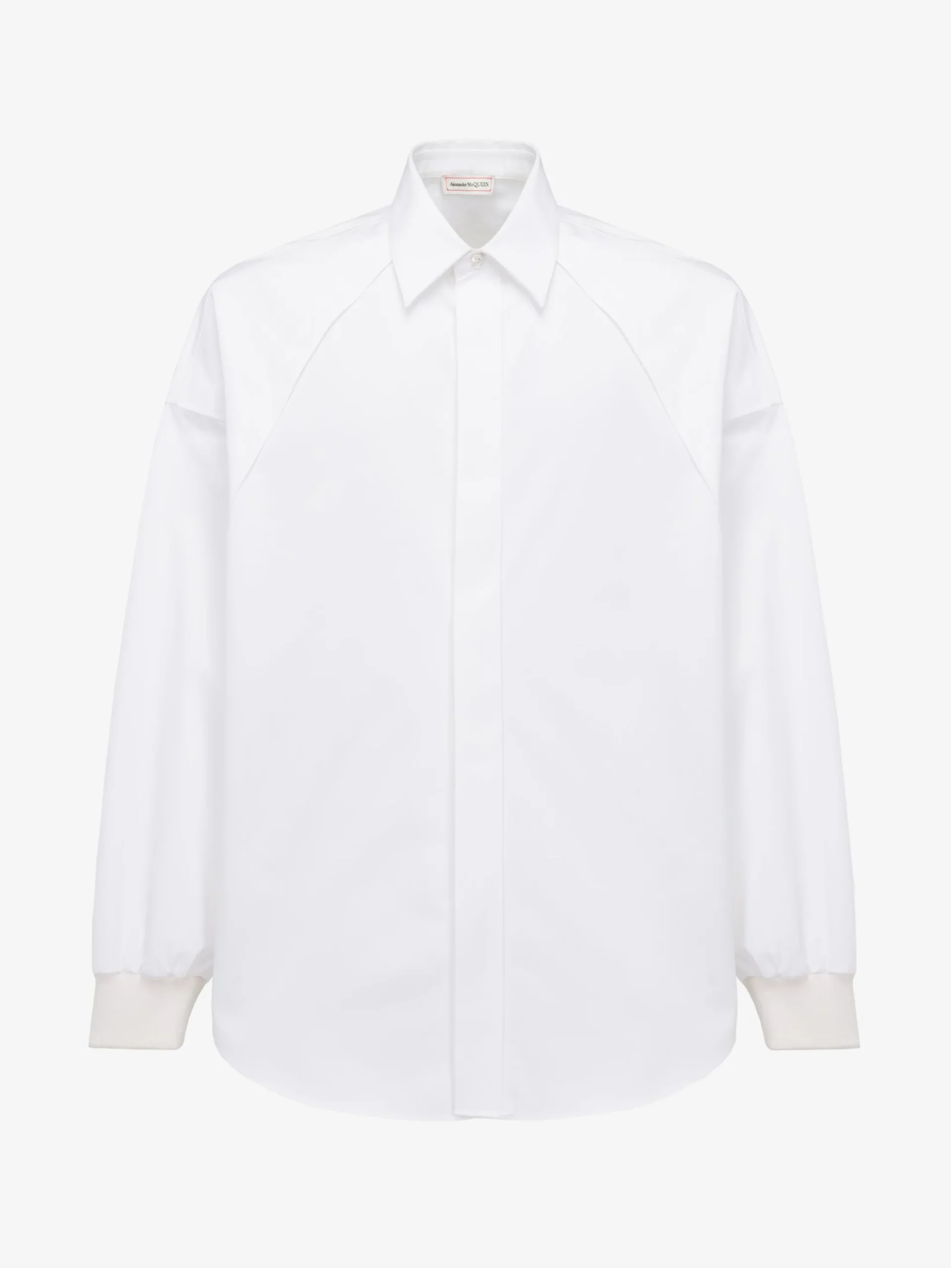 Sale Alexander McQueen Men's Ribbed Cuff Shirt in Optical White