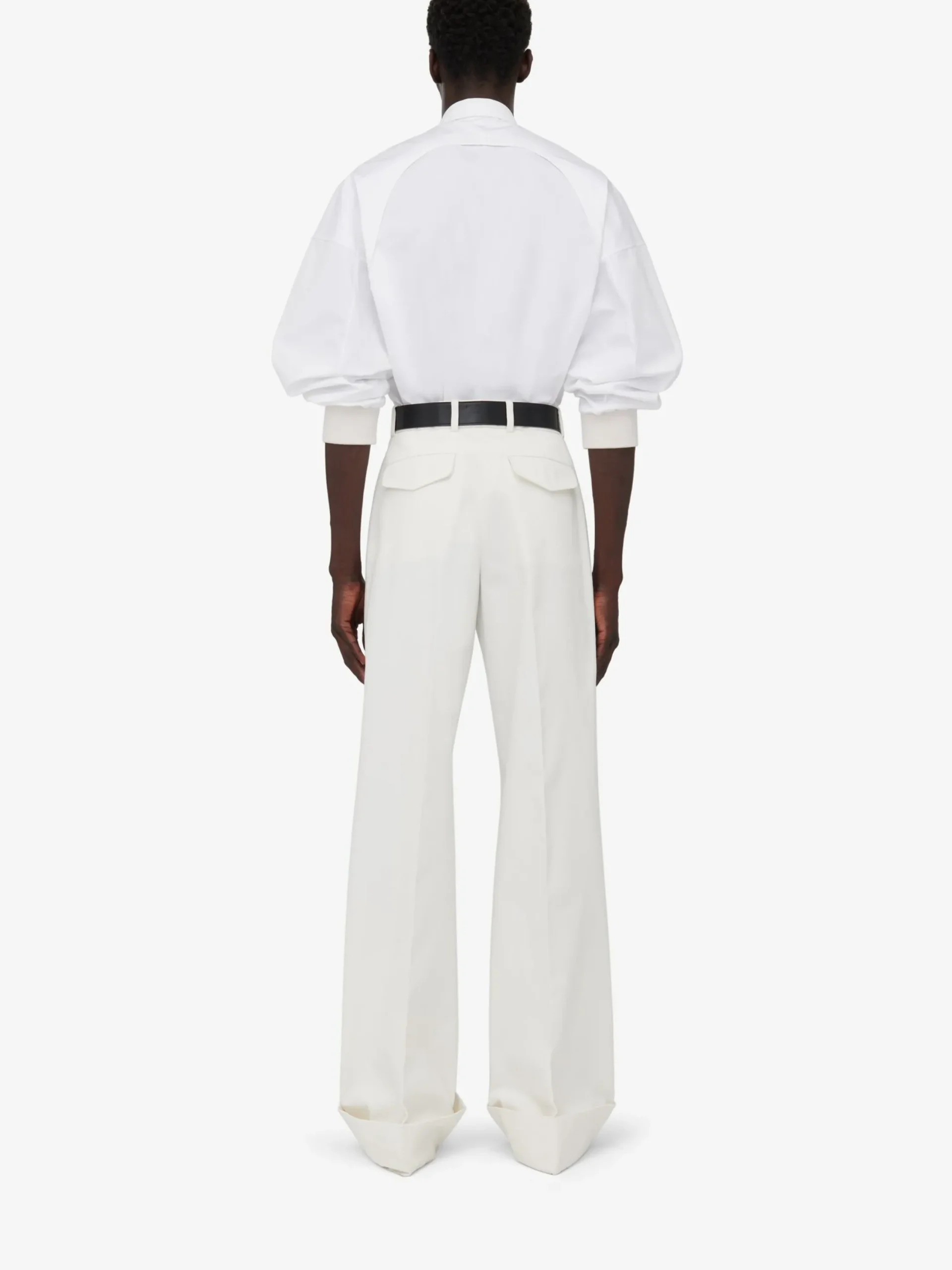 Sale Alexander McQueen Men's Ribbed Cuff Shirt in Optical White