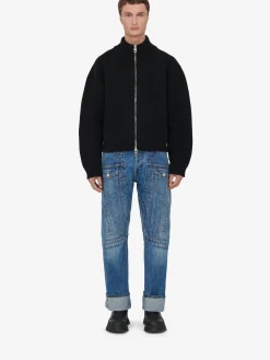 Best Alexander McQueen Men's Seal Logo Bomber Jacket in Black/Ivory
