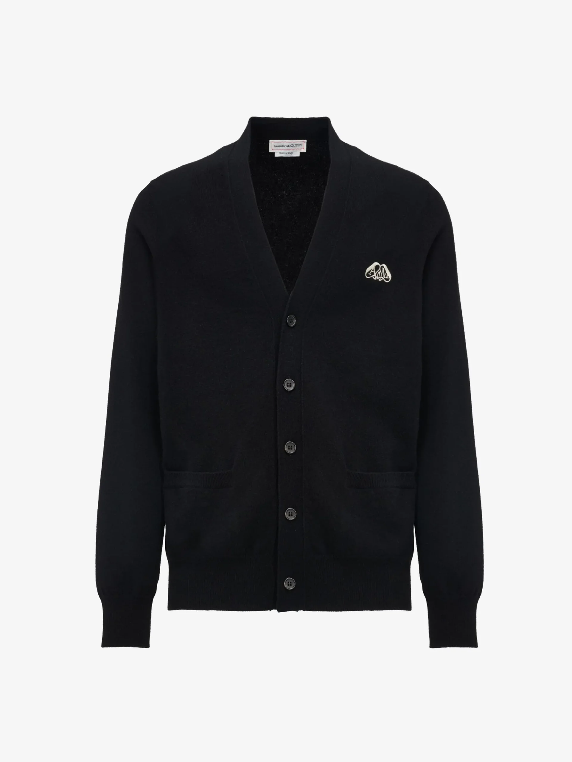 Flash Sale Alexander McQueen Men's Seal Logo Cardigan in Black/Ivory
