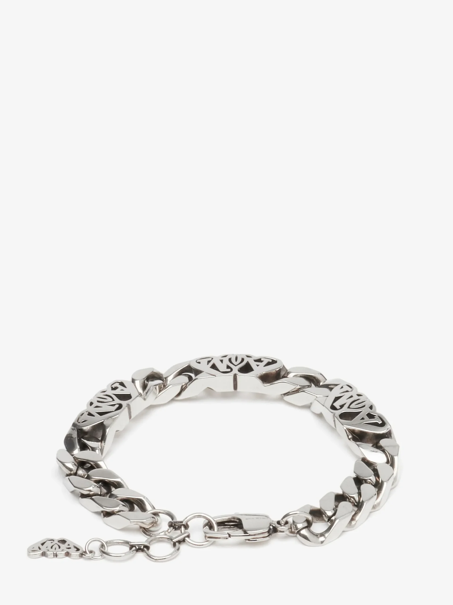 Store Alexander McQueen Men's Seal Logo Chain Bracelet in Antique Silver