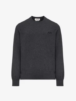 Fashion Alexander McQueen Men's Seal Logo Jumper in Charcoal/Black