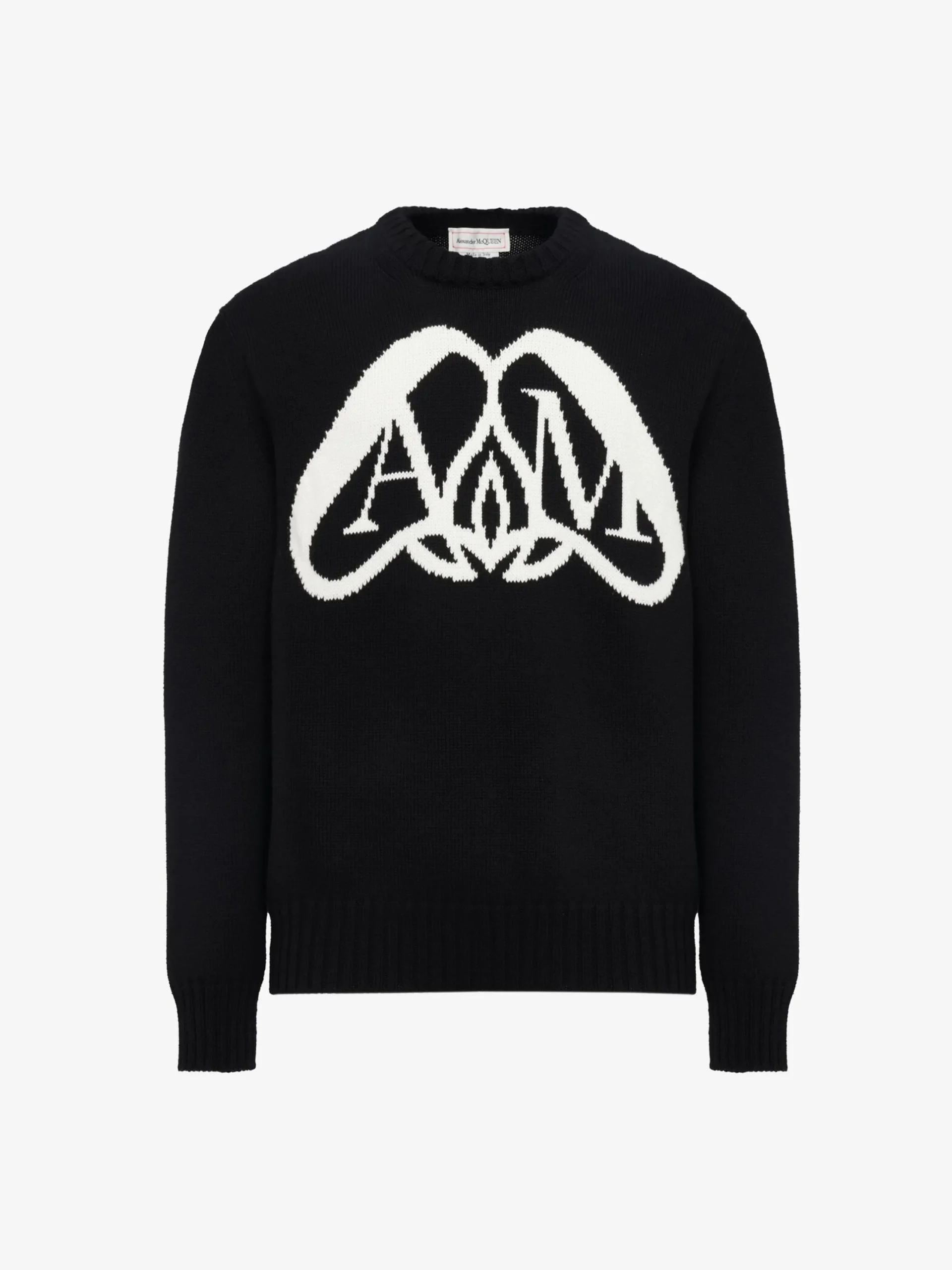New Alexander McQueen Men's Seal Logo Jumper in Black/Ivory