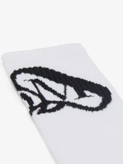 New Alexander McQueen Men's Seal Logo Socks in Ivory/Black