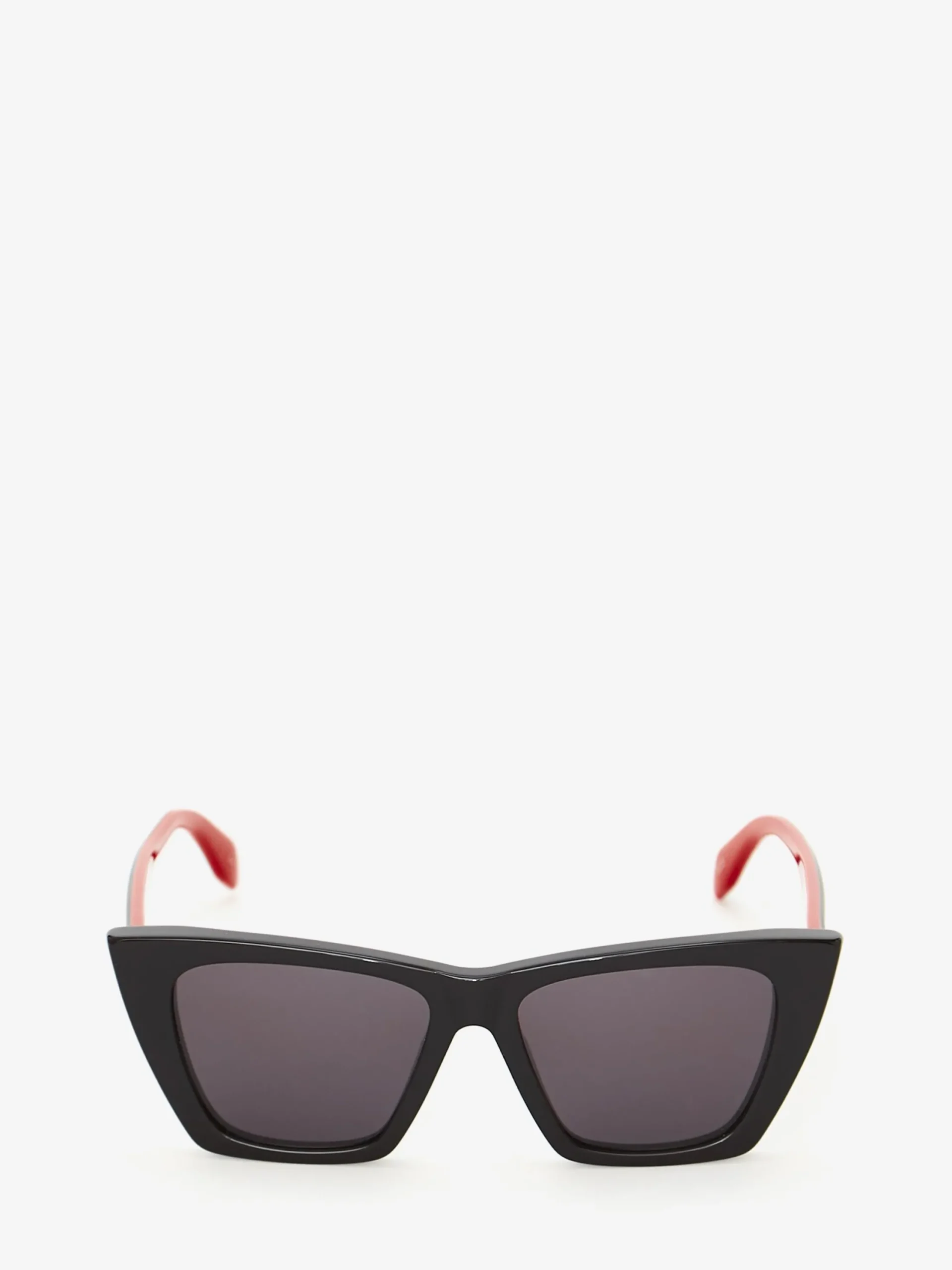 Outlet Alexander McQueen Men's Selvedge Cat-eye Sunglasses in Black/Red