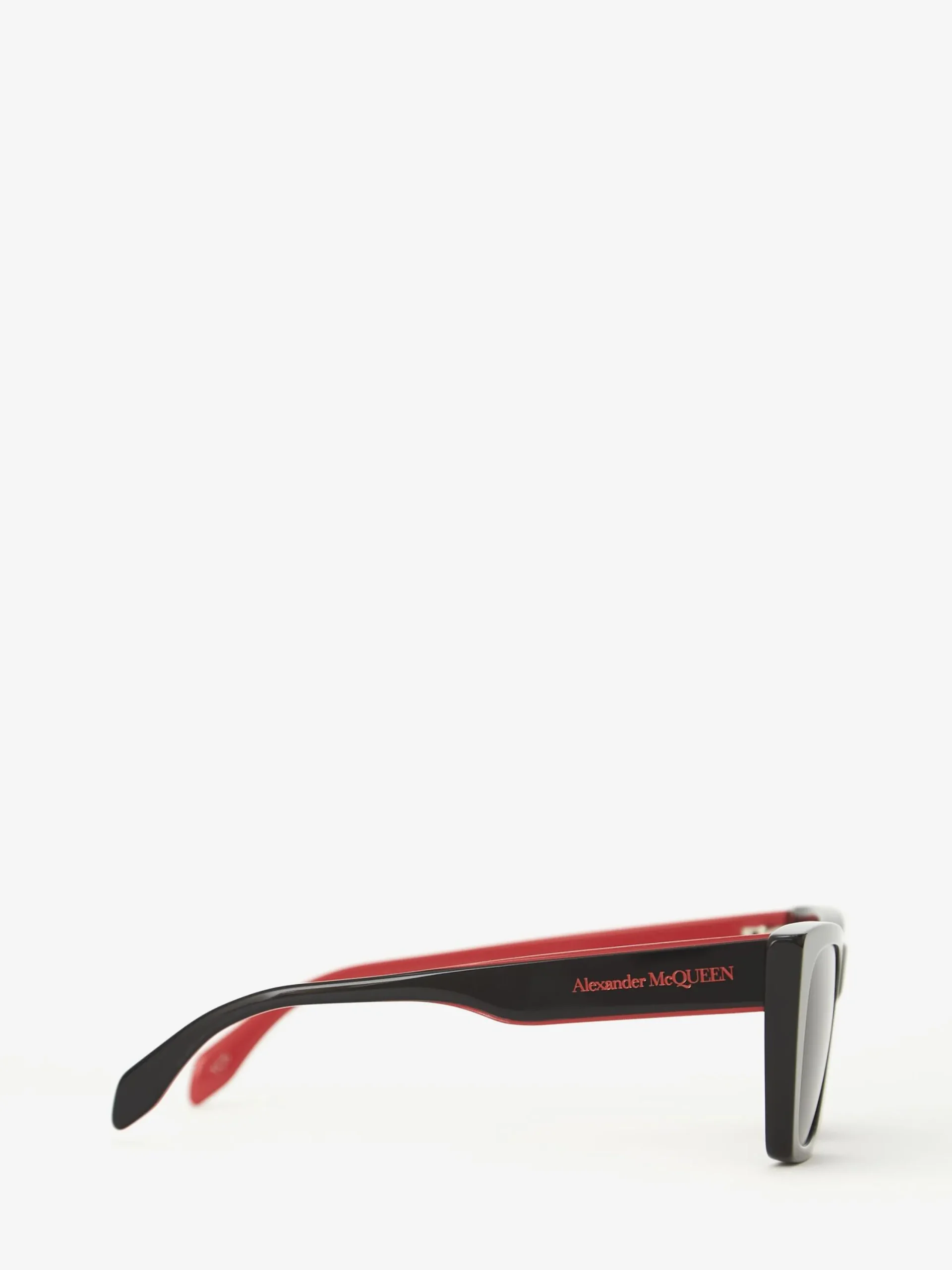 Outlet Alexander McQueen Men's Selvedge Cat-eye Sunglasses in Black/Red