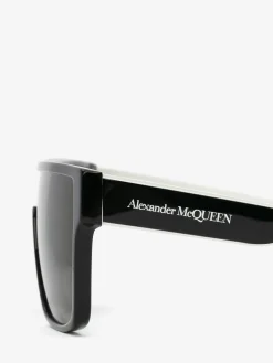 Outlet Alexander McQueen Men's Selvedge Oversized Mask Sunglasses in Black