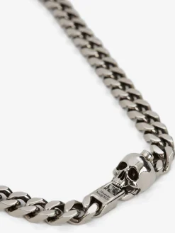Outlet Alexander McQueen Men's Skull Chain Necklace in Antique Silver