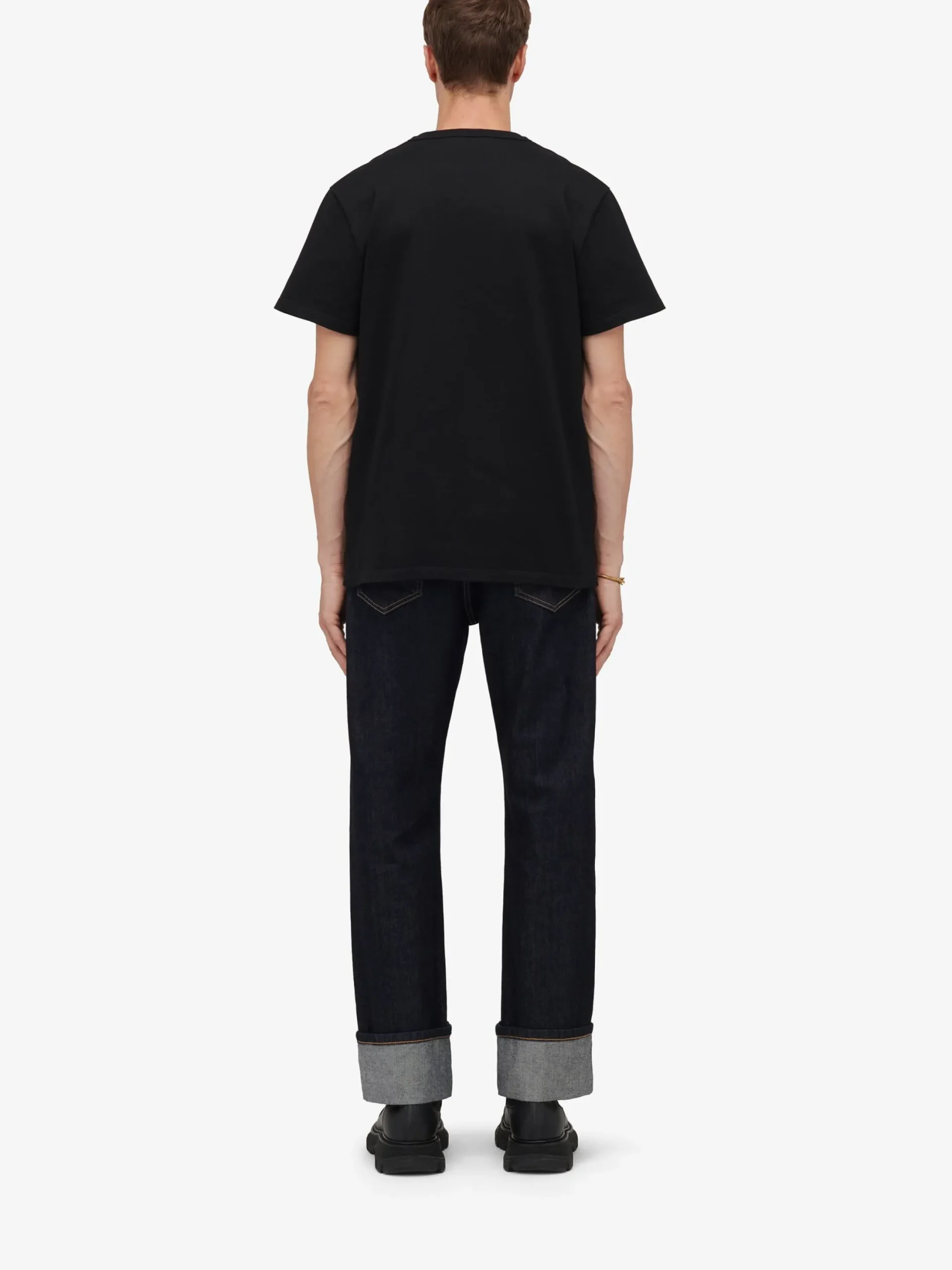 Shop Alexander McQueen Men's Skull T-shirt in Black/ Gold